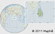 Savanna Style Location Map of Sri Lanka, lighten, hill shading