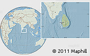 Savanna Style Location Map of Sri Lanka, lighten, land only, hill shading