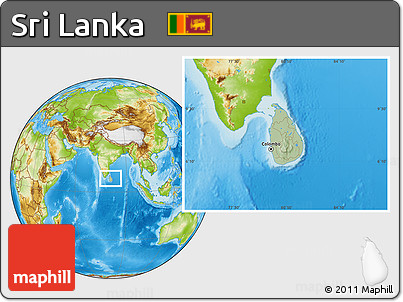 Savanna Style Location Map of Sri Lanka, physical outside, hill shading