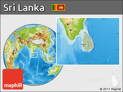 Savanna Style Location Map of Sri Lanka, physical outside, hill shading