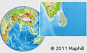 Savanna Style Location Map of Sri Lanka, physical outside, hill shading