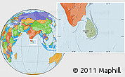 Savanna Style Location Map of Sri Lanka, political outside, hill shading