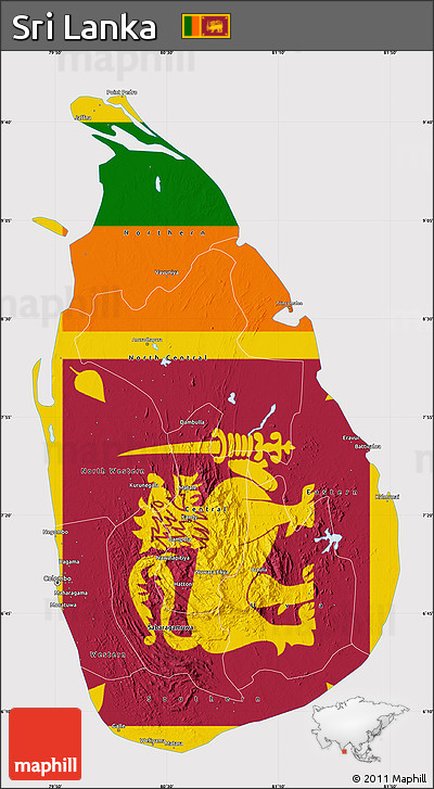 Flag Map of Sri Lanka, flag rotated