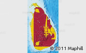 Flag Map of Sri Lanka, physical outside, bathymetry sea, flag centered