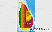 Flag Map of Sri Lanka, physical outside, bathymetry sea