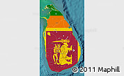 Flag Map of Sri Lanka, satellite outside, flag aligned to the middle