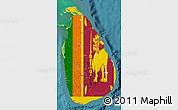 Flag Map of Sri Lanka, satellite outside