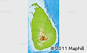 Physical Map of Sri Lanka, darken, land only