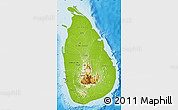 Physical Map of Sri Lanka, political outside