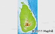 Physical Map of Sri Lanka, political shades outside