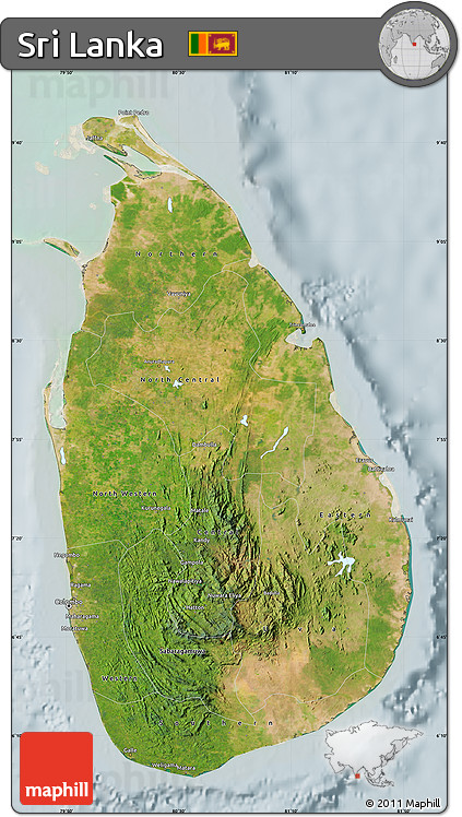 Satellite Map of Sri Lanka, lighten