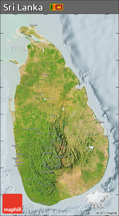 Satellite Map of Sri Lanka, lighten