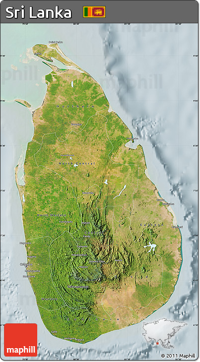 Satellite Map of Sri Lanka, lighten