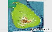 Physical Panoramic Map of Sri Lanka, satellite outside