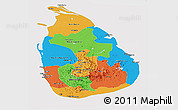 Political Panoramic Map of Sri Lanka, cropped outside