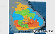Political Panoramic Map of Sri Lanka, darken