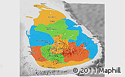 Political Panoramic Map of Sri Lanka, desaturated