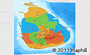 Political Panoramic Map of Sri Lanka, semi-desaturated, land only