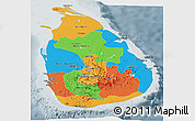 Political Panoramic Map of Sri Lanka, semi-desaturated