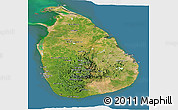 Satellite Panoramic Map of Sri Lanka, darken, semi-desaturated, land only