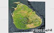Satellite Panoramic Map of Sri Lanka, darken, semi-desaturated