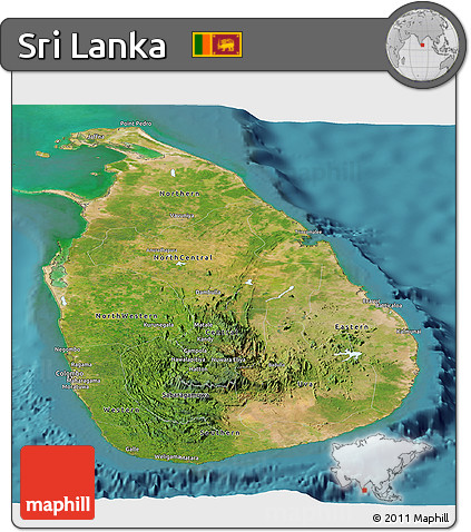 Satellite Panoramic Map of Sri Lanka