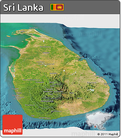 Satellite Panoramic Map of Sri Lanka