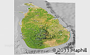 Satellite Panoramic Map of Sri Lanka, lighten, desaturated