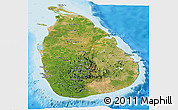 Satellite Panoramic Map of Sri Lanka, political shades outside