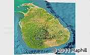 Satellite Panoramic Map of Sri Lanka, political shades outside, satellite sea