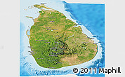 Satellite Panoramic Map of Sri Lanka, shaded relief outside