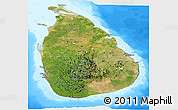 Satellite Panoramic Map of Sri Lanka, single color outside, bathymetry sea