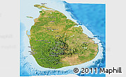Satellite Panoramic Map of Sri Lanka, single color outside, shaded relief sea