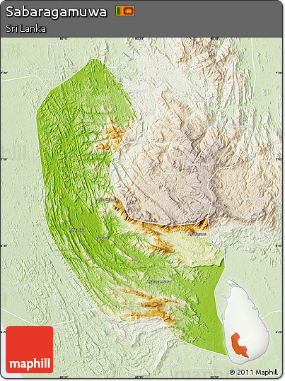 Physical Map of Sabaragamuwa, lighten