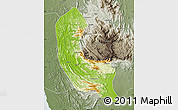 Physical Map of Sabaragamuwa, semi-desaturated