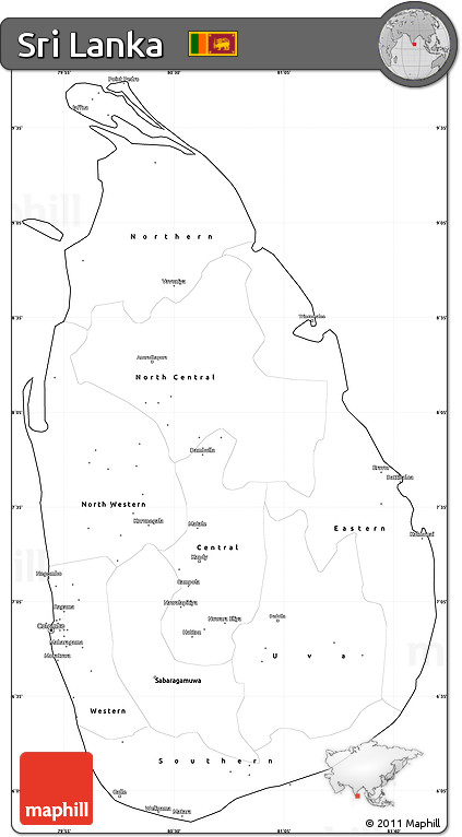 Blank Simple Map of Sri Lanka