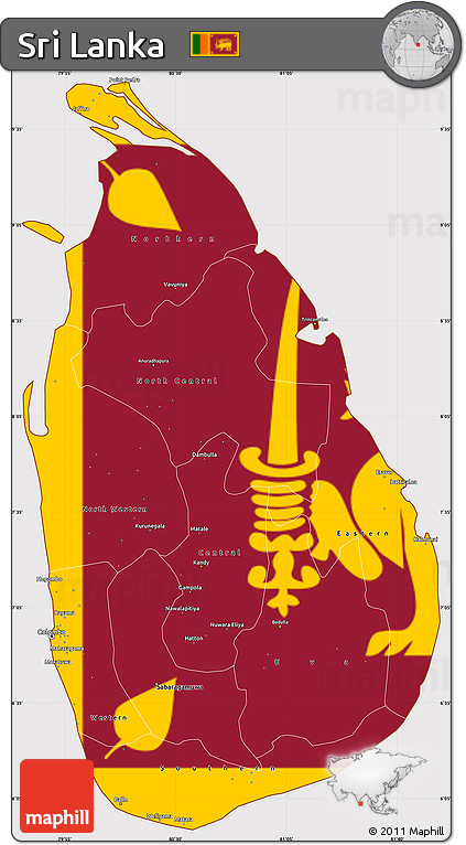 Flag Simple Map of Sri Lanka, flag centered
