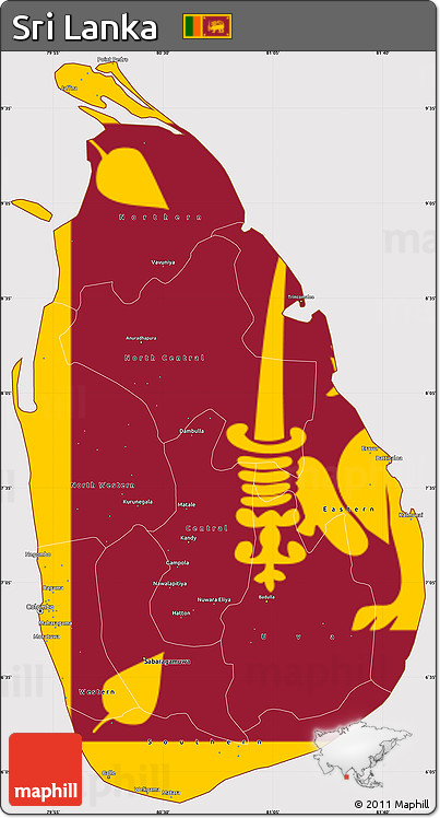 Flag Simple Map of Sri Lanka, flag centered