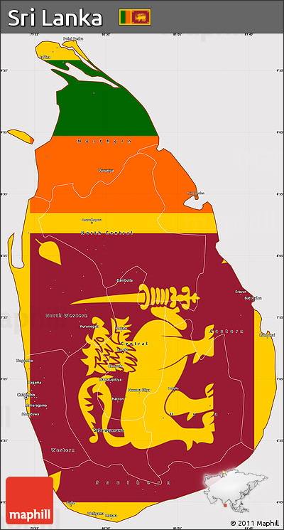 Flag Simple Map of Sri Lanka, flag rotated