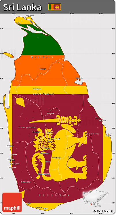 Flag Simple Map of Sri Lanka, flag rotated