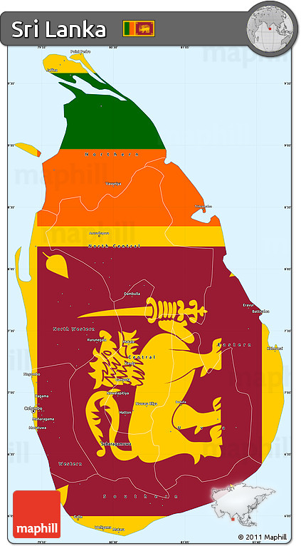 Flag Simple Map of Sri Lanka, single color outside, flag rotated