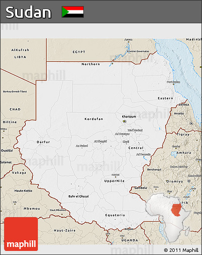 Classic Style 3D Map of Sudan