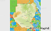 Physical 3D Map of Sudan, political outside