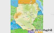Physical 3D Map of Sudan, political shades outside