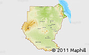 Physical 3D Map of Sudan, single color outside, bathymetry sea