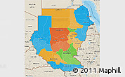 Political 3D Map of Sudan, shaded relief outside