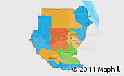 Political 3D Map of Sudan, single color outside, bathymetry sea