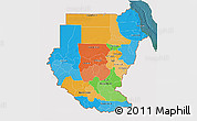 Political 3D Map of Sudan, single color outside, satellite sea