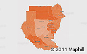 Political Shades 3D Map of Sudan, cropped outside