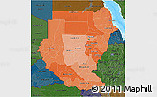 Political Shades 3D Map of Sudan, darken, land only